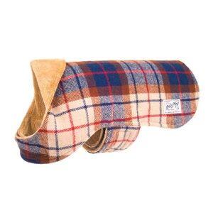 Billy Wolf Porter Plaid Fleece Lined Velcro Closure Dog Jacket Size Small